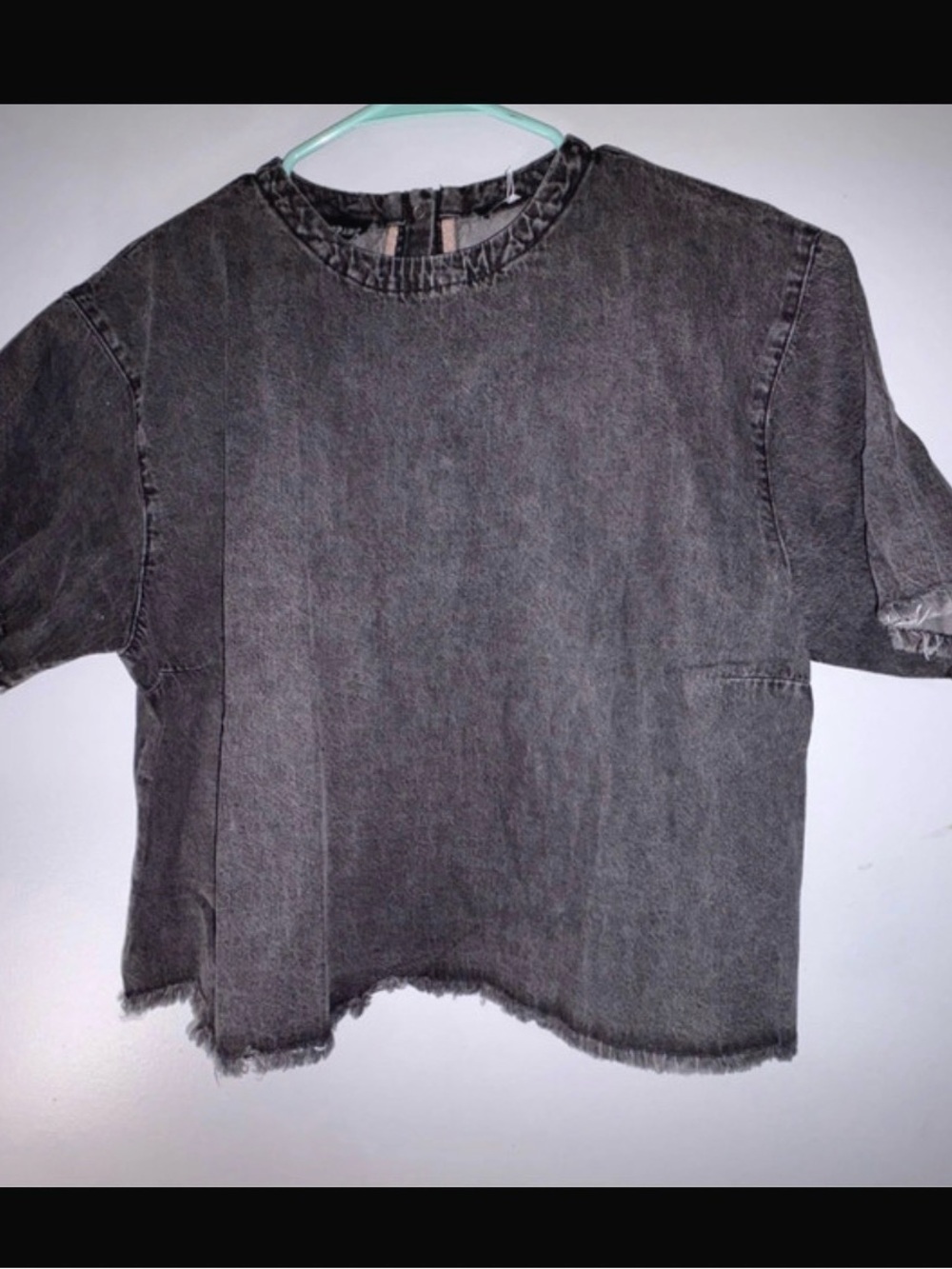 WILDFANG NWT Washed Black Denim Crop Top
